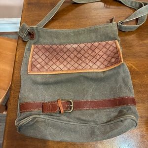 Mona B. Canvas and Leather Messenger Bag